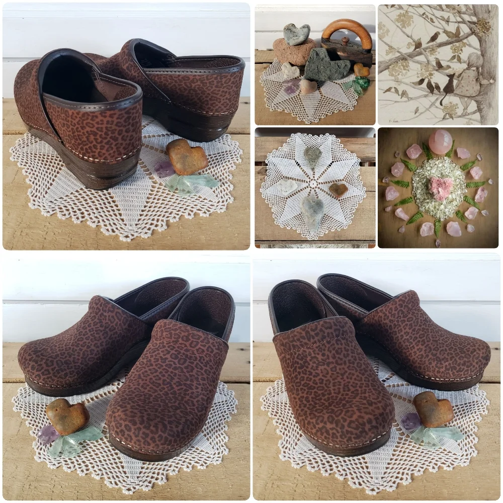 ⚘♥️Reserved for Dayna🐆Meow Dansko Pro Clog Mini Leopard Suede Mob Boho Cottage - Picture 2 of 7